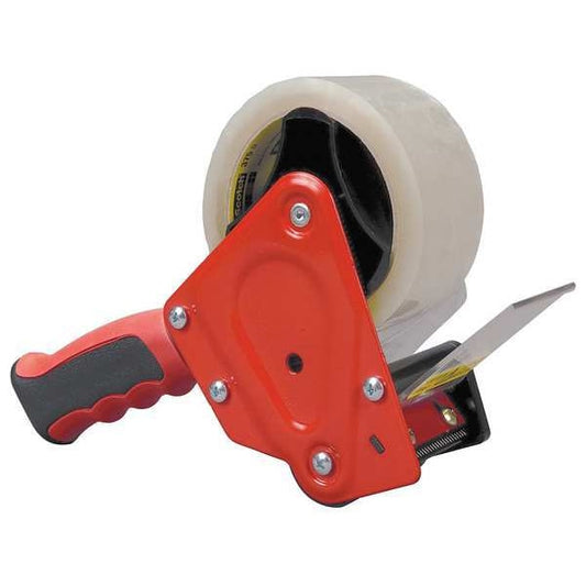 Handheld Tape Dispenser, 2 in Max. Tape Width. 5 1/8 in Tape Core Dia, Pistol, Plastic, Red