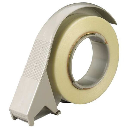 Strapping Tape Dispenser, 1 in Max. Tape Width. 5 1/2 in Tape Core Dia, Pistol, Plastic, Gray