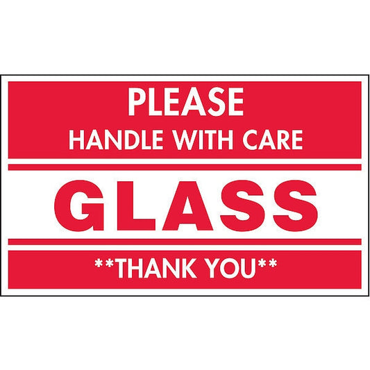 Shipping Labels, Red/White, 3 In. H, PK50