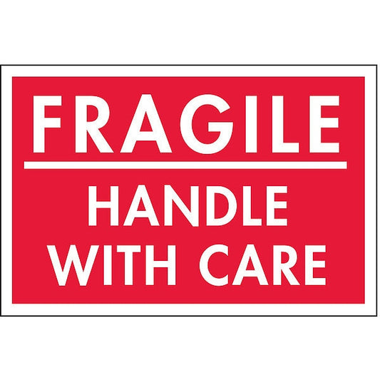 Shipping Labels, Red/White, 2 In. H, PK50
