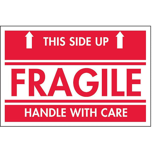 2" x 3" Adhesive Back Shipping Labels, Fragile This Side Up, Pk500