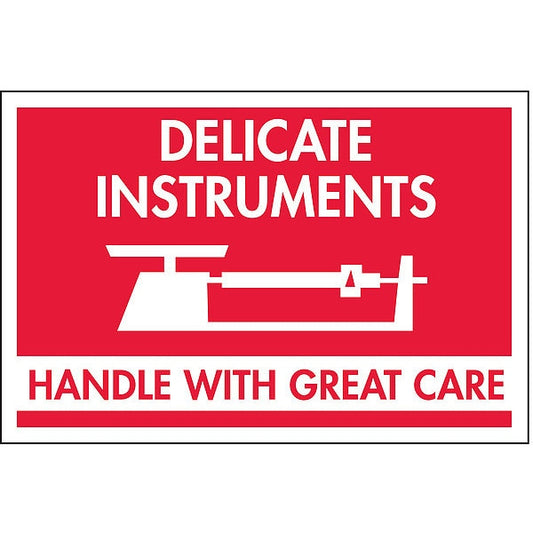 2" x 3" Adhesive Back Shipping Labels, Delicate Instr. Handle with Care, Pk500