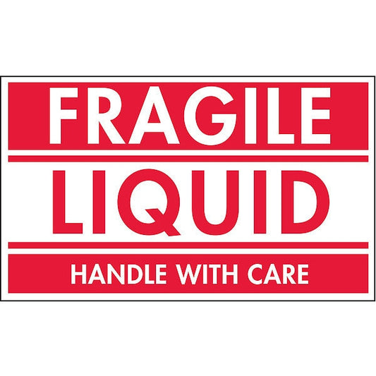 Shipping Labels, Red/White, 5 In. W, PK50