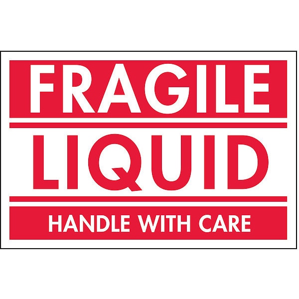 2" x 3" Adhesive Back Shipping Labels, Fragile Liquid, Pk500