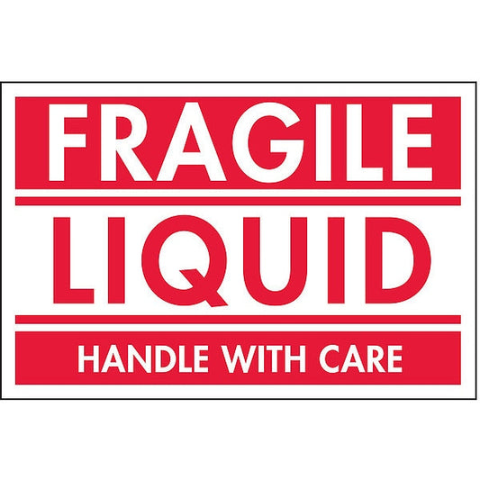 2" x 3" Adhesive Back Shipping Labels, Fragile Liquid, Pk500