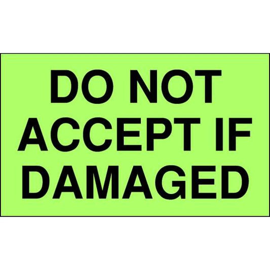 3" x 5" Adhesive Back Shipping Labels, Do Not Accept is Damaged, Pk500