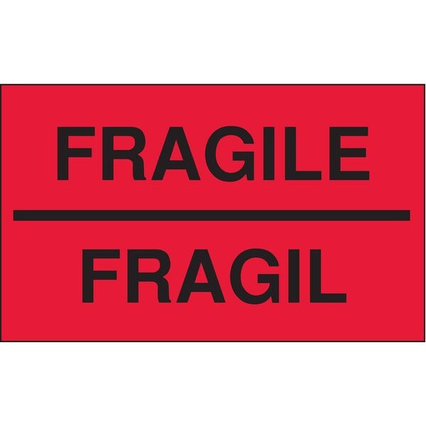 3" x 5" Adhesive Back Bilingual Shipping Labels, Fragile/Fragil, Pk500