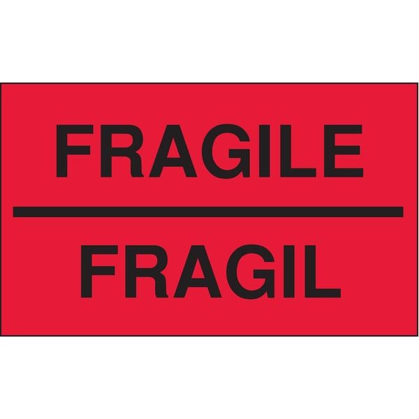 3" x 5" Adhesive Back Bilingual Shipping Labels, Fragile/Fragil, Pk50