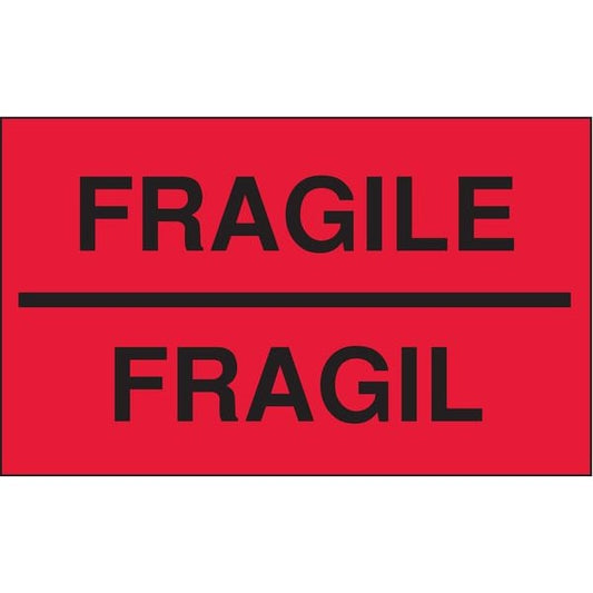 3" x 5" Adhesive Back Bilingual Shipping Labels, Fragile/Fragil, Pk50