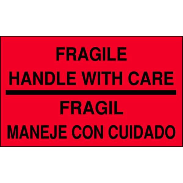 3" x 5" Adhesive Back Bilingual Shipping Labels, Fragile Handle with Care/Fragil Manege Con Cuidado, Pk500