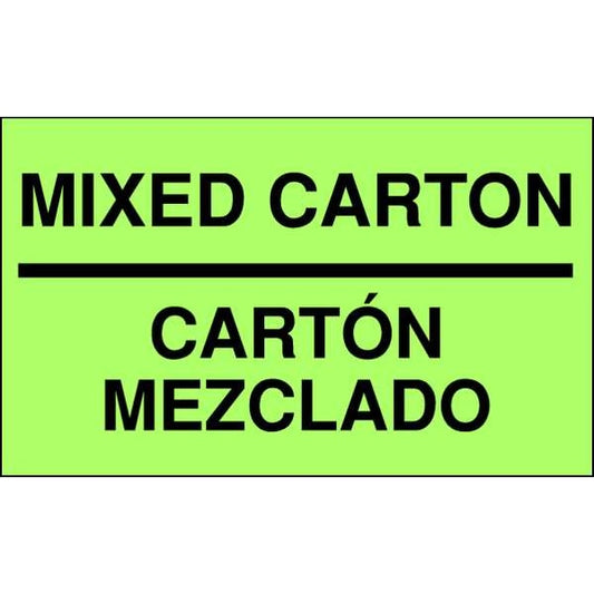 3" x 5" Adhesive Back Bilingual Shipping Labels, Mixed Carton/Carton Mezclado, Pk500