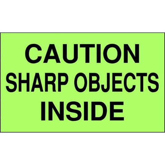 3" x 5" Adhesive Back Shipping Labels, Caution Sharp Objects Inside, Pk500