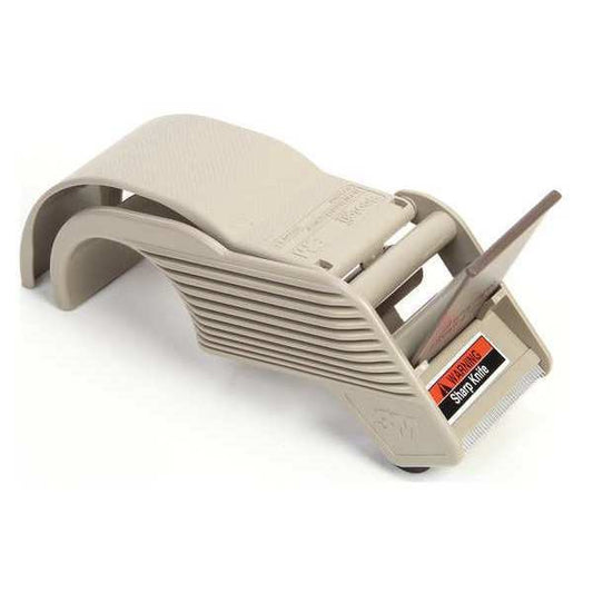 Handheld Tape Dispenser, 2 in Max. Tape Width. 4 3/4 in Tape Core Dia, Ribbed, Plastic, Gray