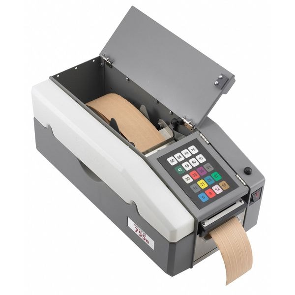 Tape Dispenser, 4 in Max. Tape Width. 7 1/2 in Tape Core Dia, ABS Plastic, Cold Rolled Steel, Gray