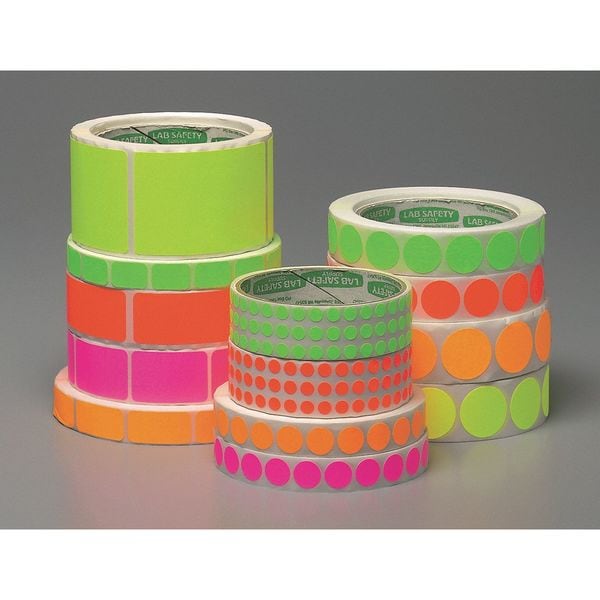 Blank Dot Label Yellow 1/4"W, Pk1000