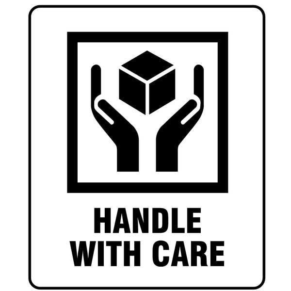 3" x 4" White Shipping Labels, Handle with Care, Pk100