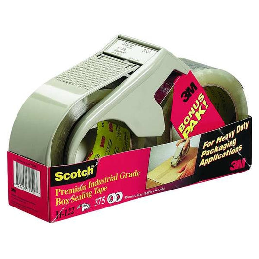Handheld Tape Dispenser, 2 in Max. Tape Width. 4 3/4 in Tape Core Dia, Clam Shell, Plastic, Clear
