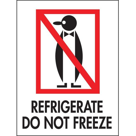 4" x 3" Adhesive Back Shipping Labels, Refrigerate Do Not Freeze, Pk50