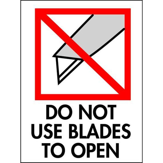 4" x 3" Adhesive Back Shipping Labels, Do Not Use Blades to Open, Pk500