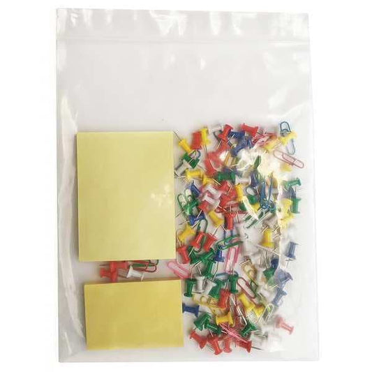 Reclosable Poly Bag, Zip Seal, 8 in L, 5 in W, 4 mil Thick, Low Density Polyethylene (LDPE), Clear