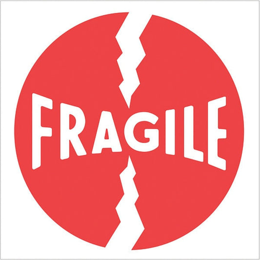 Tape Logic® Labels, "Fragile", 4" x 4", Red/White, 500/Roll