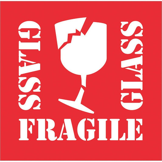 Tape Logic® Labels, "Fragile - Glass", 4" x 4", Red/White, 500/Roll