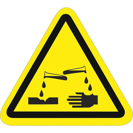 Tape Logic® Corrosive Material Durable Safety Label, 2.25" Triangle, Black/Yellow, 25/Roll