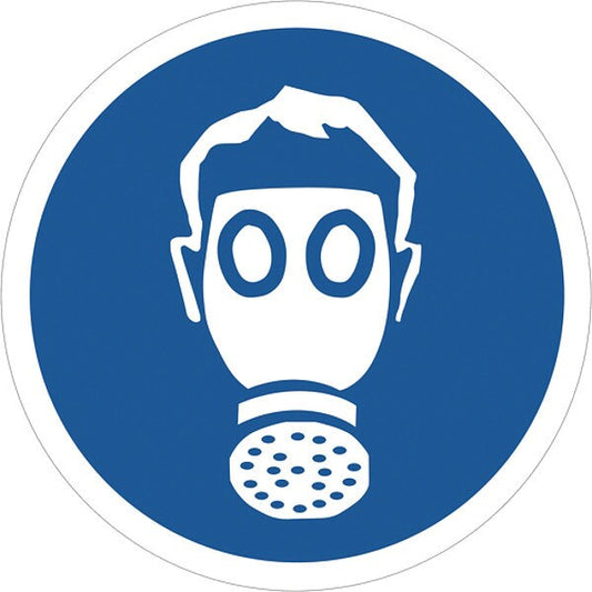 Tape Logic® Wear Respiratory Protection Durable Safety Label, 2" Circle, Blue/White, 25/Roll