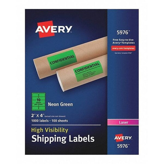 Neon Shipping Labels, 2"x4", Grn, PK1000