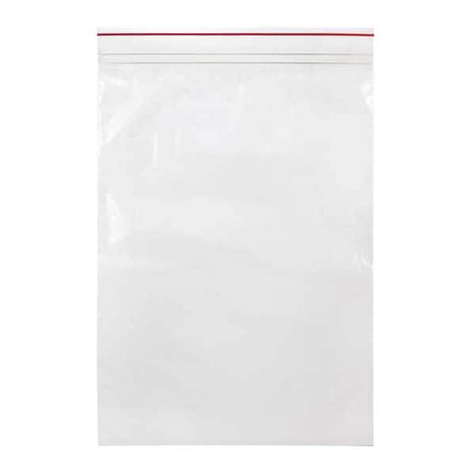 Reclosable Poly Bag, Zip Seal, 18 in L, 13 in W, 2 mil Thick, Low Density Polyethylene (LDPE)
