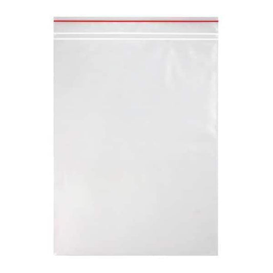 Reclosable Poly Bag, Zip Seal, 10 in L, 8 in W, 2 mil Thick, Low Density Polyethylene (LDPE), Clear