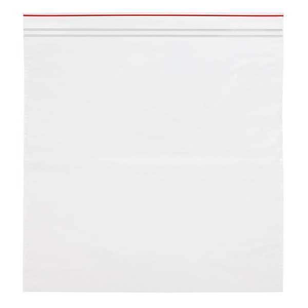 Reclosable Poly Bag, Zip Seal, 12 in L, 12 in W, 2 mil Thick, Low Density Polyethylene (LDPE)