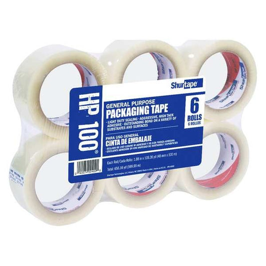 Carton Sealing Tape, Clear, PK6