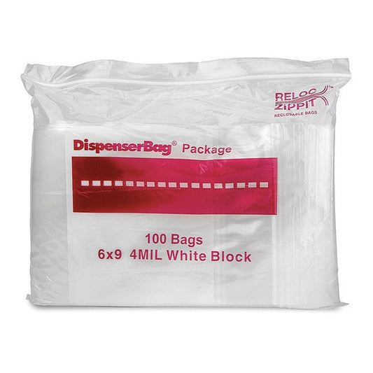 Reclosable Poly Bag, Zip Seal, 9 in L, 6 in W, 4 mil Thick, Polyethylene, Clear