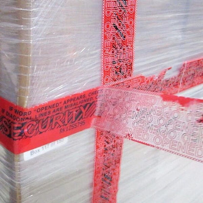 Tamper Evident Tape, Polyester, Red, 2inW