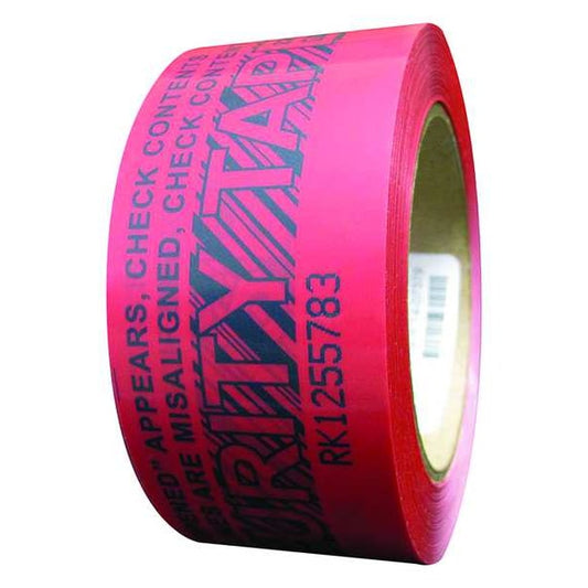 Tamper Evident Tape, Polyester, Red, 2inW