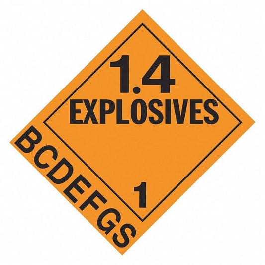 Explosives Placard, Division 1.4B-1.4S