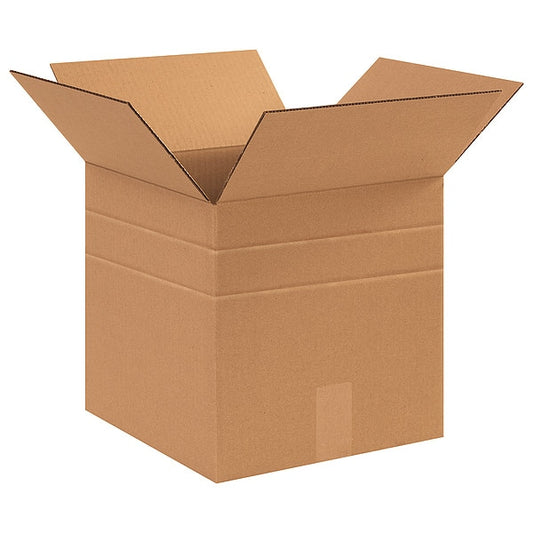 Multi-Depth Corrugated Boxes, 12" x 12" x 12", Kraft, 25/Bundle