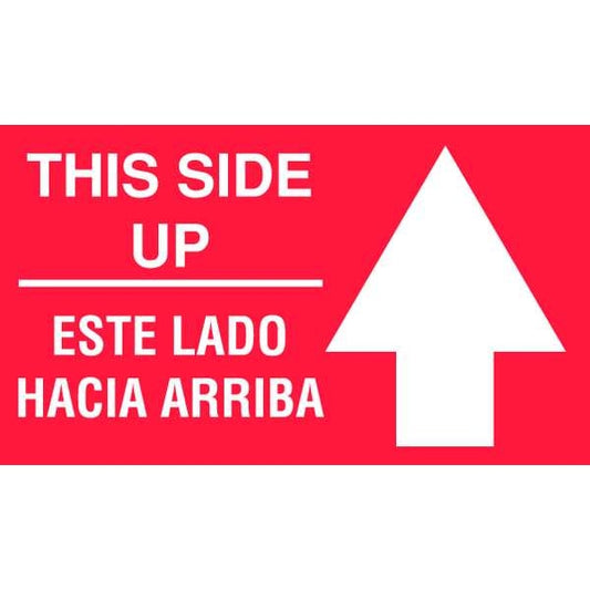 3" x 5" Adhesive Back Bilingual Shipping Labels, This Side Up/Esta Lado Hacia Arriba, Pk500