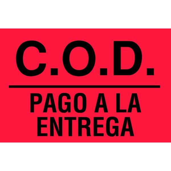 2" x 3" Adhesive Back Bilingual Shipping Labels, C.O.D./Para A La Entrega, Pk500