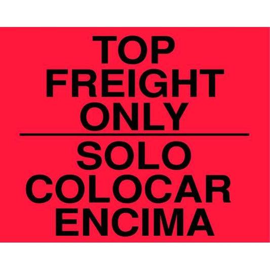 Bilingual Shipping Labels 8"x10", Top Freight Only/Solo Colocar Enicima, Red, Pk250