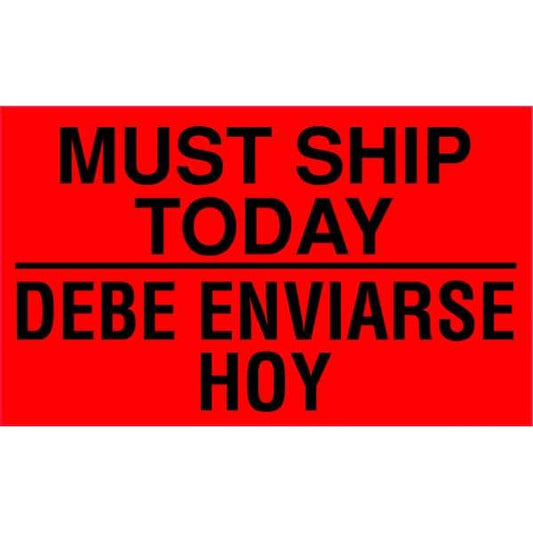 Shipping Labels, 5 In. W, Black/Red, PK50