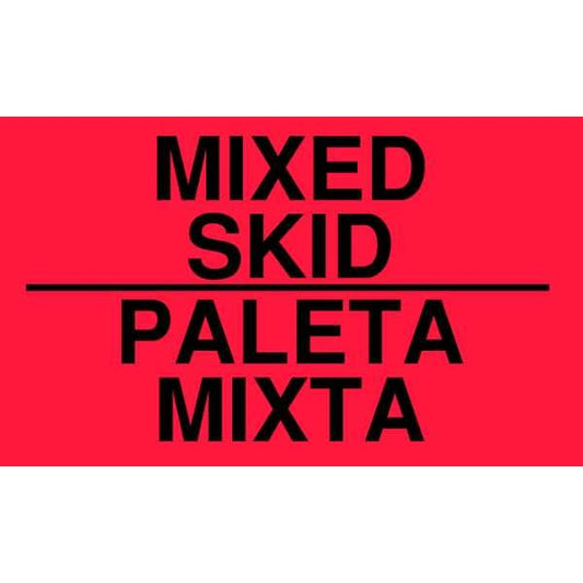 3" x 5" Adhesive Back Bilingual Shipping Labels, Mixed Skid/Paleta Mixta, Pk500