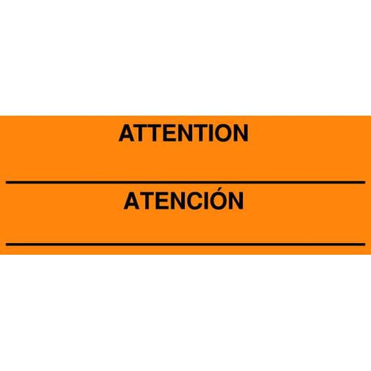 Bilingual Shipping Labels Attention/Atencion, Orange