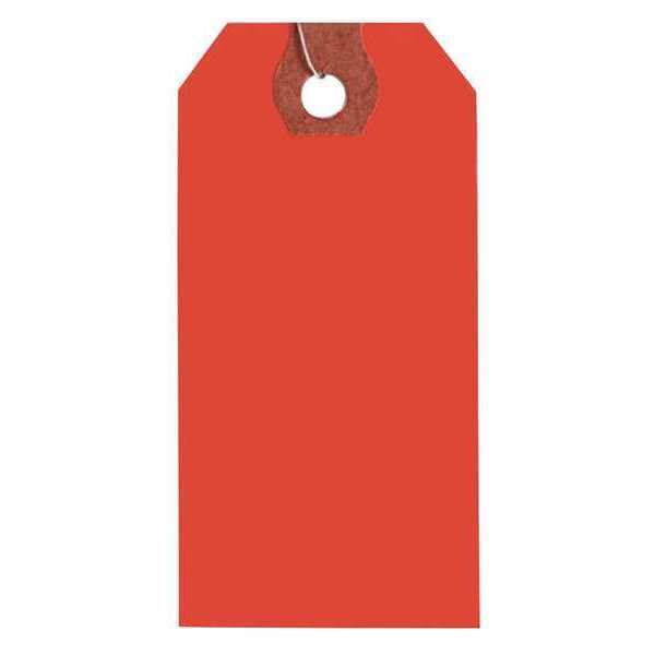 2-3/8" x 4-3/4" Fluorescent Red Paper Wire Tag, Includes 12" Wire, Pk1000