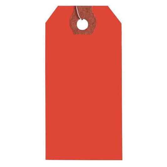 2-3/8" x 4-3/4" Fluorescent Red Paper Wire Tag, Includes 12" Wire, Pk1000