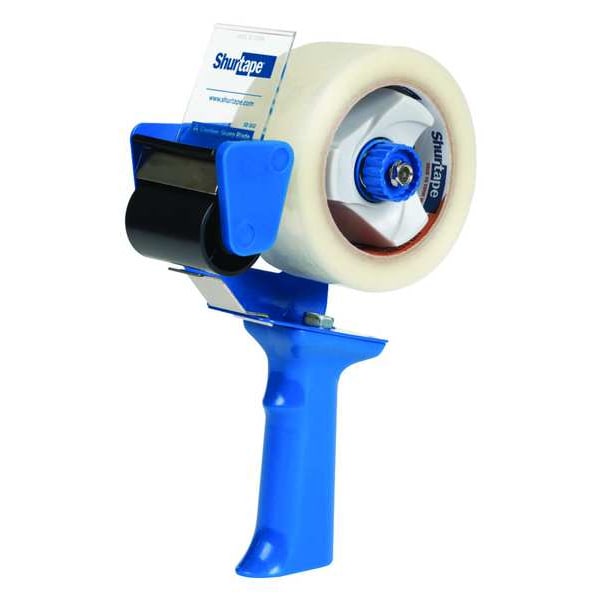 Tape Dispenser, Handheld, For Tape 2 in W, 3 in Core Dia, 11 3/4 in L, Pistol Grip, Blue