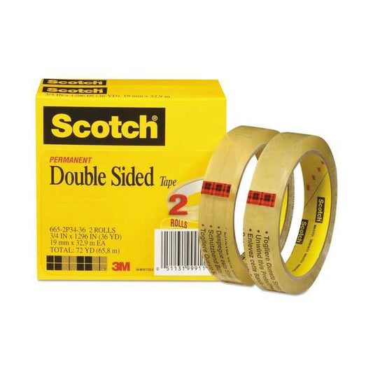 Double Sided Tape, 3/4 x 1296 in., PK2