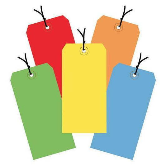 Shipping Tags, Pre-Strung, 13 Pt., 6 1/4" x 3 1/8", Assorted Color, 1000/Case