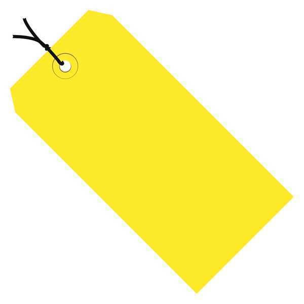 Shipping Tags, Pre-Strung, 13 Pt., 3 1/4" x 1 5/8", Yellow, 1000/Case
